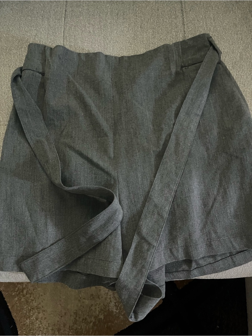 Pull&Bear Charcoal Paperbag Waist Trousers with Belt